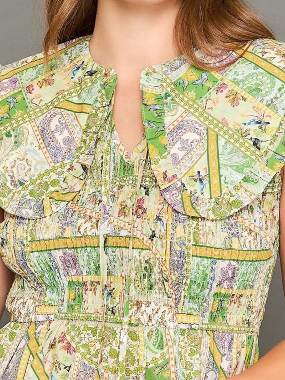 Boho Patchwork Ruffle Maxi Dress - Picture 2 of 6